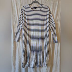 Hatch Navy and White Striped Long Sleeve Maternity Dress